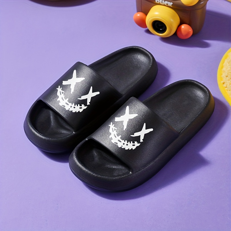 mens smiling face pillow slides casual non slip slippers open toe shoes for indoor outdoor beach shower spring and summer details 14