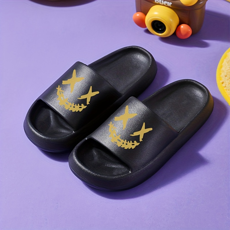 mens smiling face pillow slides casual non slip slippers open toe shoes for indoor outdoor beach shower spring and summer details 15