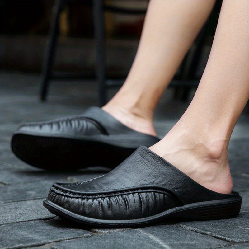 mens fashion closed toe non slip wear resistant slippers details 4