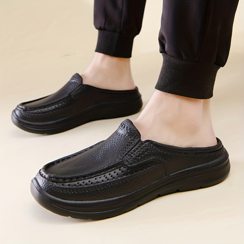 mens slip on mules casual walking slippers outdoor backless loafers comfy open back shoes details 5