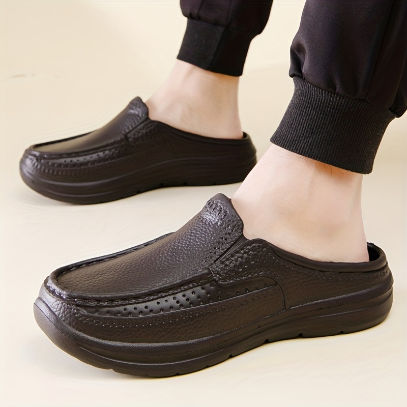 mens slip on mules casual walking slippers outdoor backless loafers comfy open back shoes details 6