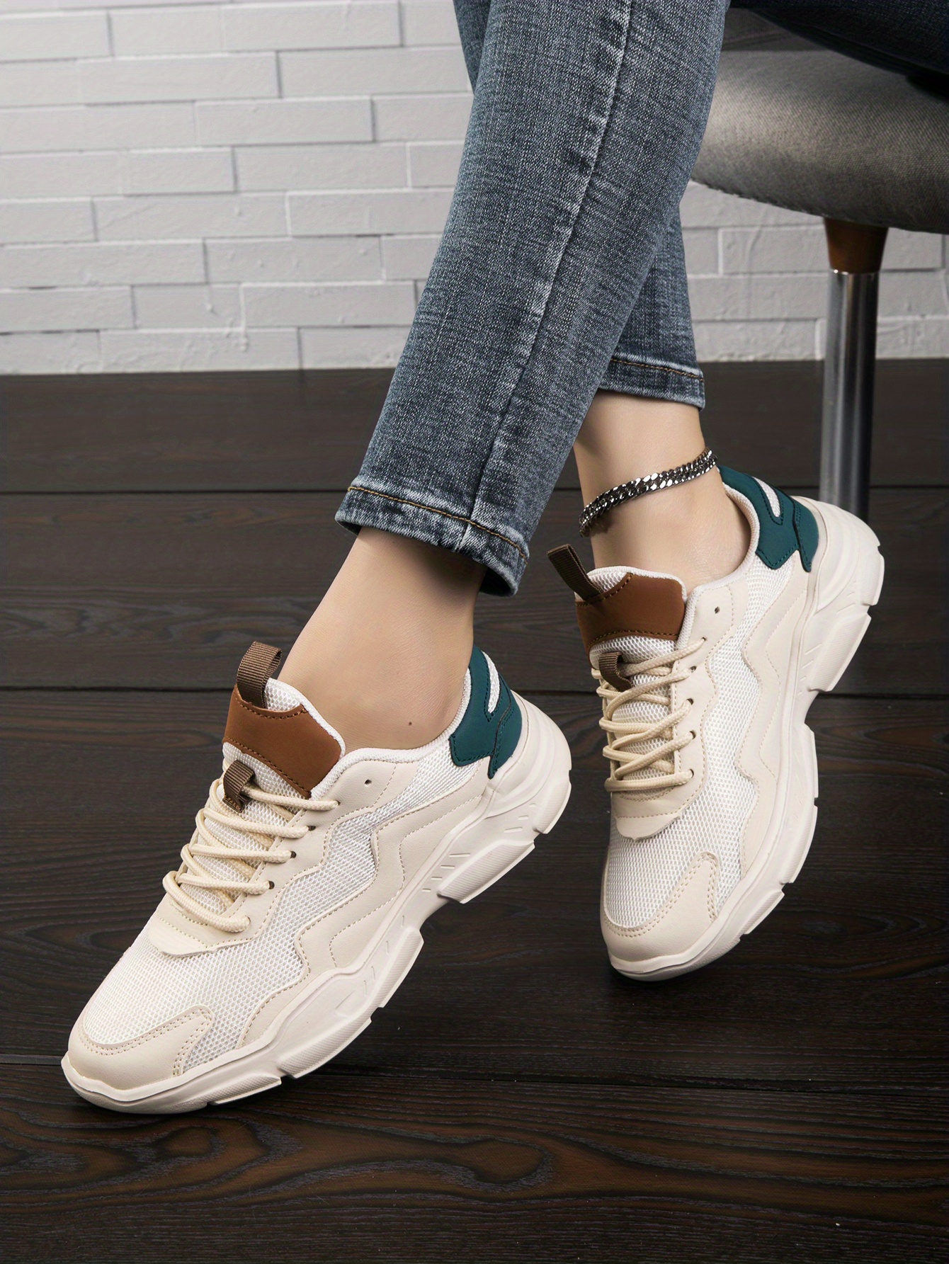 womens breathable mesh sneakers comfortable low top lace up shoes womens fashion walking shoes details 0