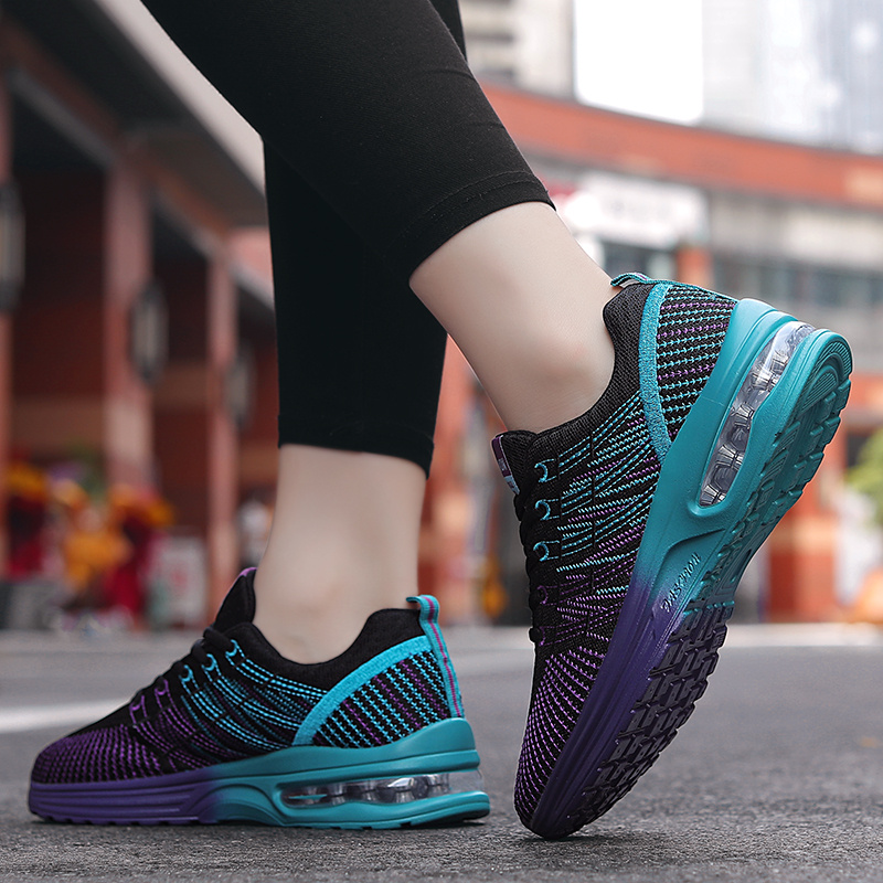 breathable air cushion design colorblock running shoes womens lace up sneakers details 9