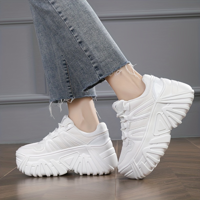 platform sneakers, womens platform sneakers fashion lace up outdoor shoes comfortable low top sport shoes details 1