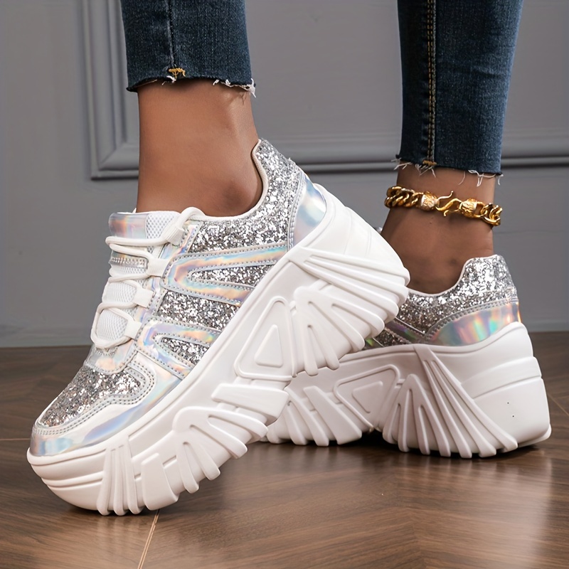 platform sneakers, womens platform sneakers fashion lace up outdoor shoes comfortable low top sport shoes details 4