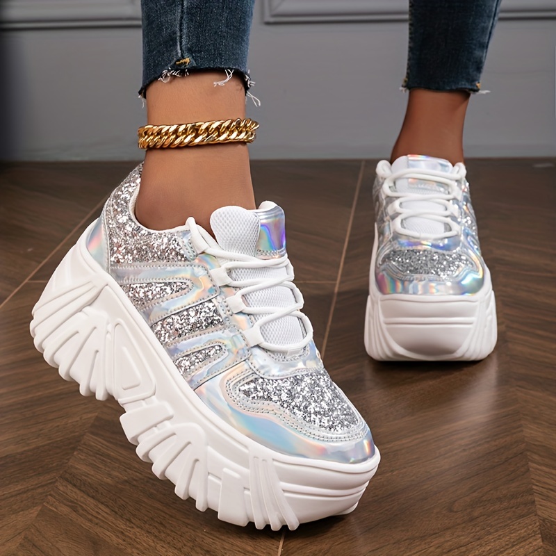 platform sneakers, womens platform sneakers fashion lace up outdoor shoes comfortable low top sport shoes details 5