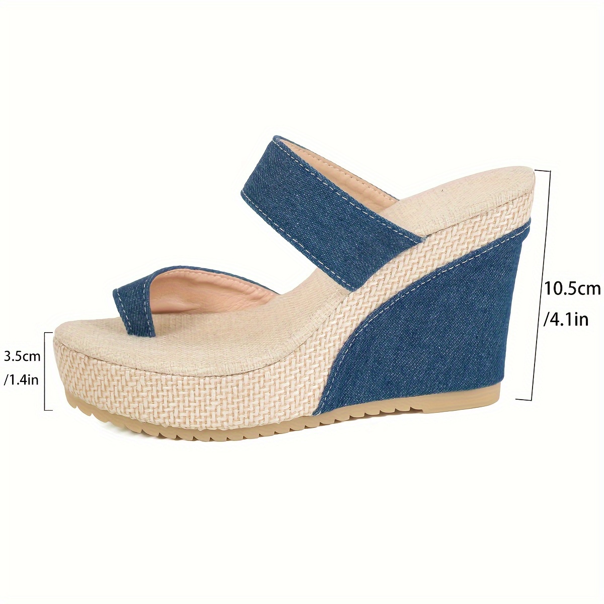 womens solid color platform sandals slip on casual toe loop summer slides non slip beach wedge slides details 5