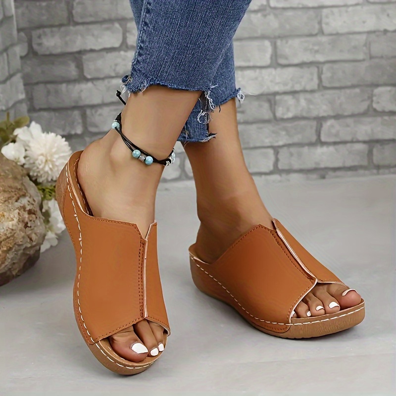 womens wedge slide sandals casual open toe platform sandals comfortable summer shoes details 8