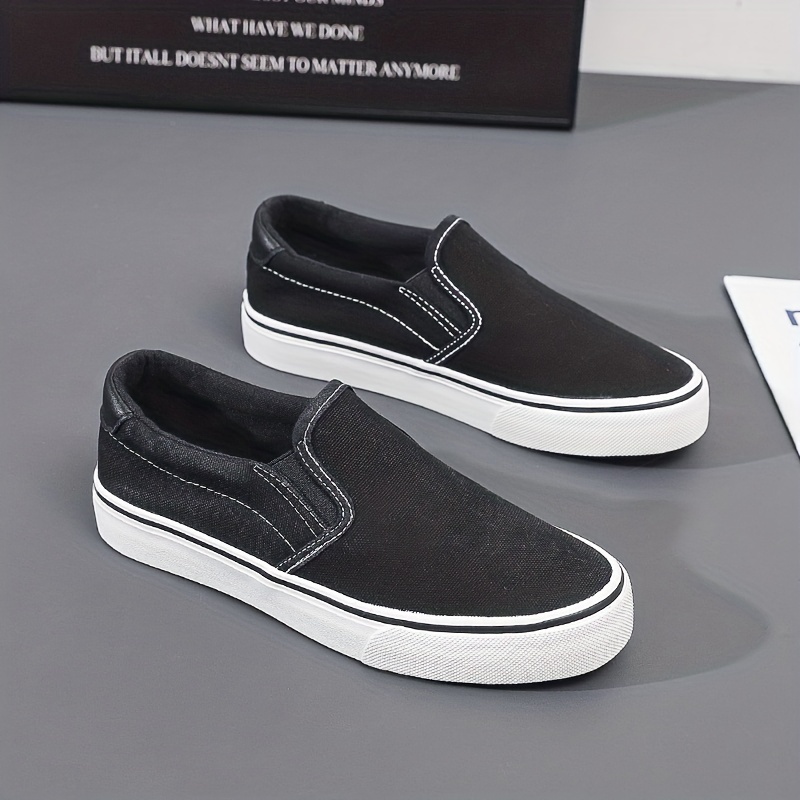 womens solid color canvas shoes casual slip on outdoor shoes comfortable low top shoes details 2