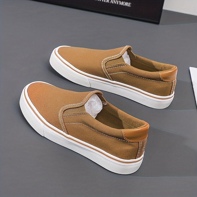 womens solid color canvas shoes casual slip on outdoor shoes comfortable low top shoes details 3