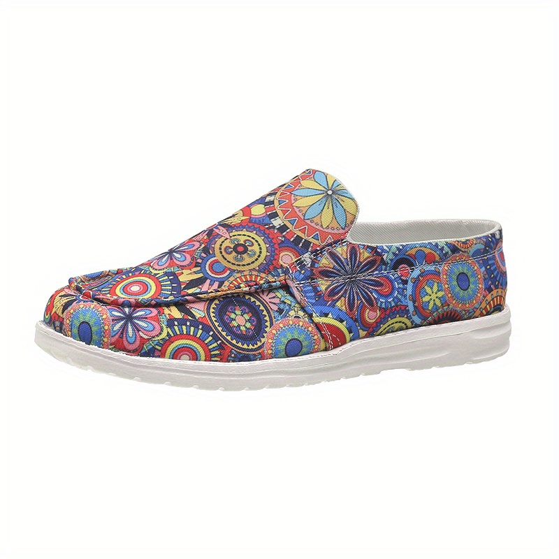 womens multicolor floral print shoes slip on round toe low top flat non slip canvas shos outdoor casual daily shoes details 1