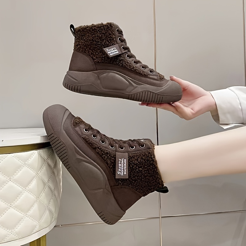 womens platform short boots casual lace up outdoor shoes comfortable winter ankle boots details 2