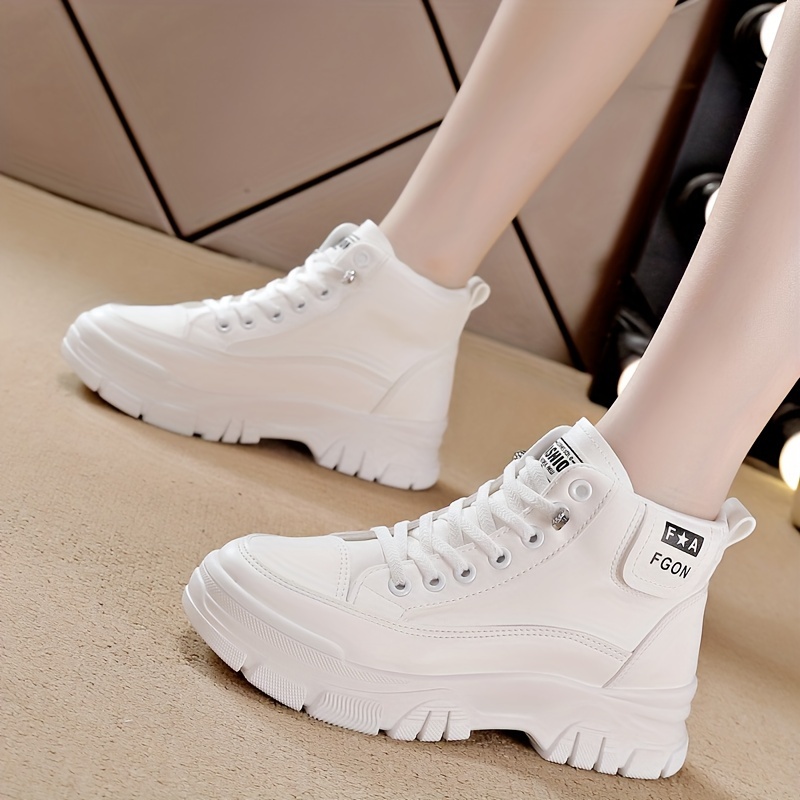 womens platform combat boots casual lace up short boots comfortable faux leather ankle boots details 3