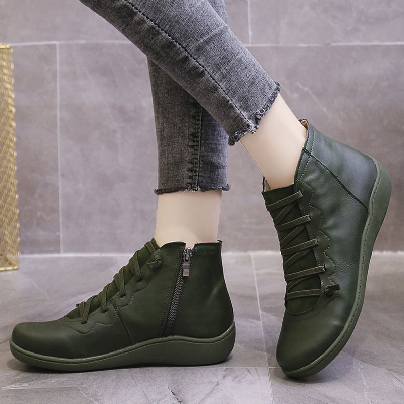 womens flat lace up high top boots solid color comfortable zipper flat sneakers womens footwear details 1