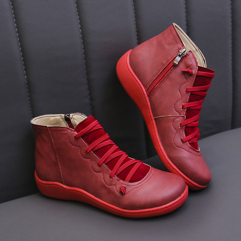 womens flat lace up high top boots solid color comfortable zipper flat sneakers womens footwear details 3