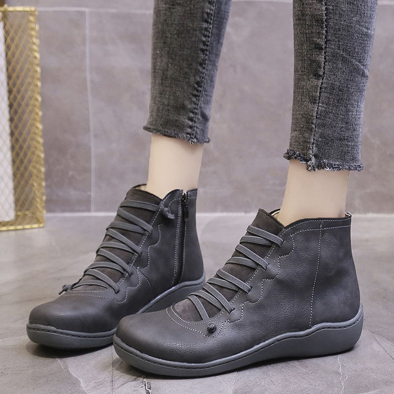 womens flat lace up high top boots solid color comfortable zipper flat sneakers womens footwear details 4