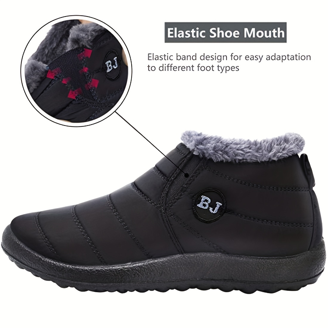 womens solid color snow boots casual slip on plush lined short boots comfortable ankle booties details 7