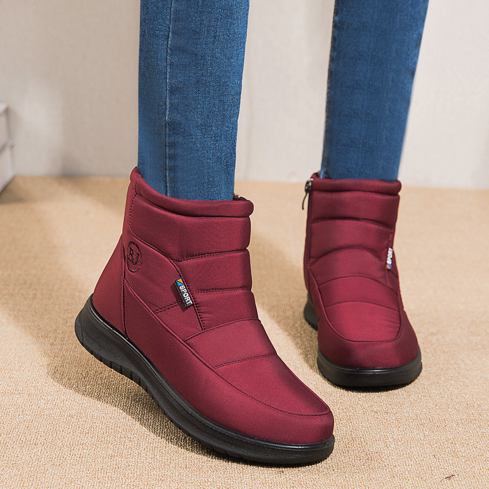 womens platform ankle boots solid color thermal waterproof snow boots side zipper warm shoes details 3