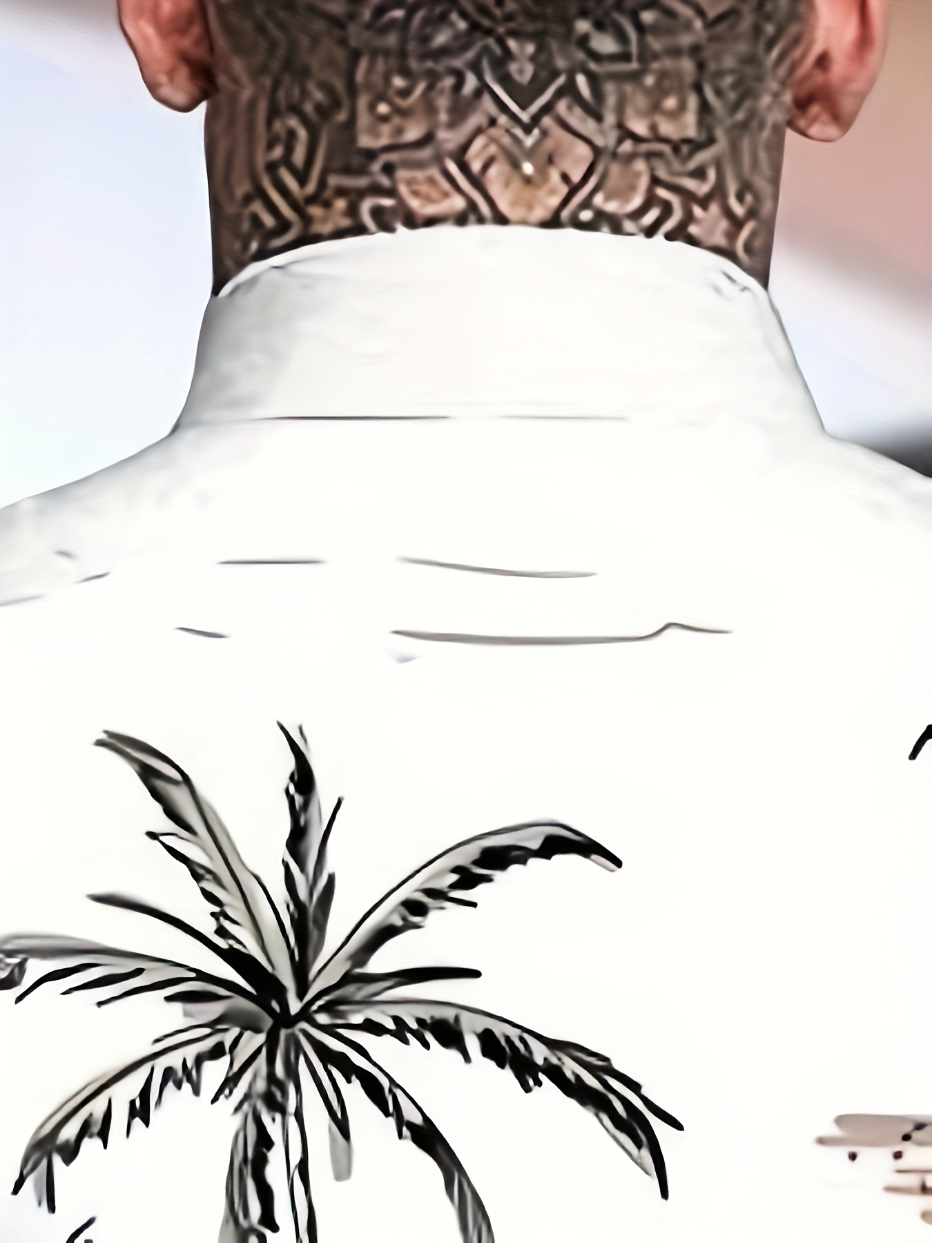 mens coconut trees print shirt hawaiian casual short sleeve shirt for summer mens clothing details 2