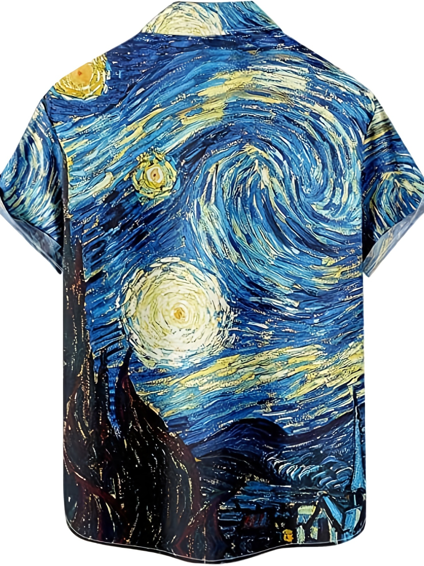 starry night print mens casual short sleeve shirt mens shirt for summer vacation resort details 0