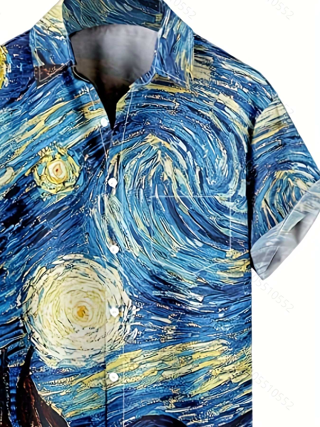 starry night print mens casual short sleeve shirt mens shirt for summer vacation resort details 3