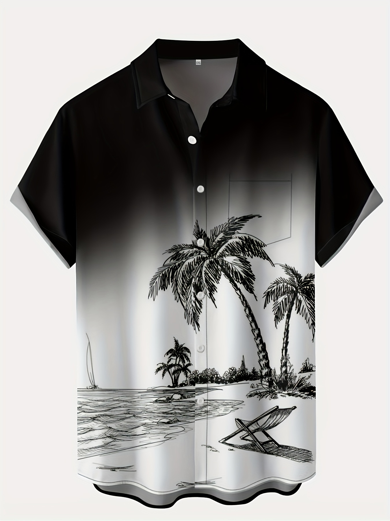 coconut tree hawaiian print mens casual short sleeve shirt mens shirt for summer vacation resort details 1