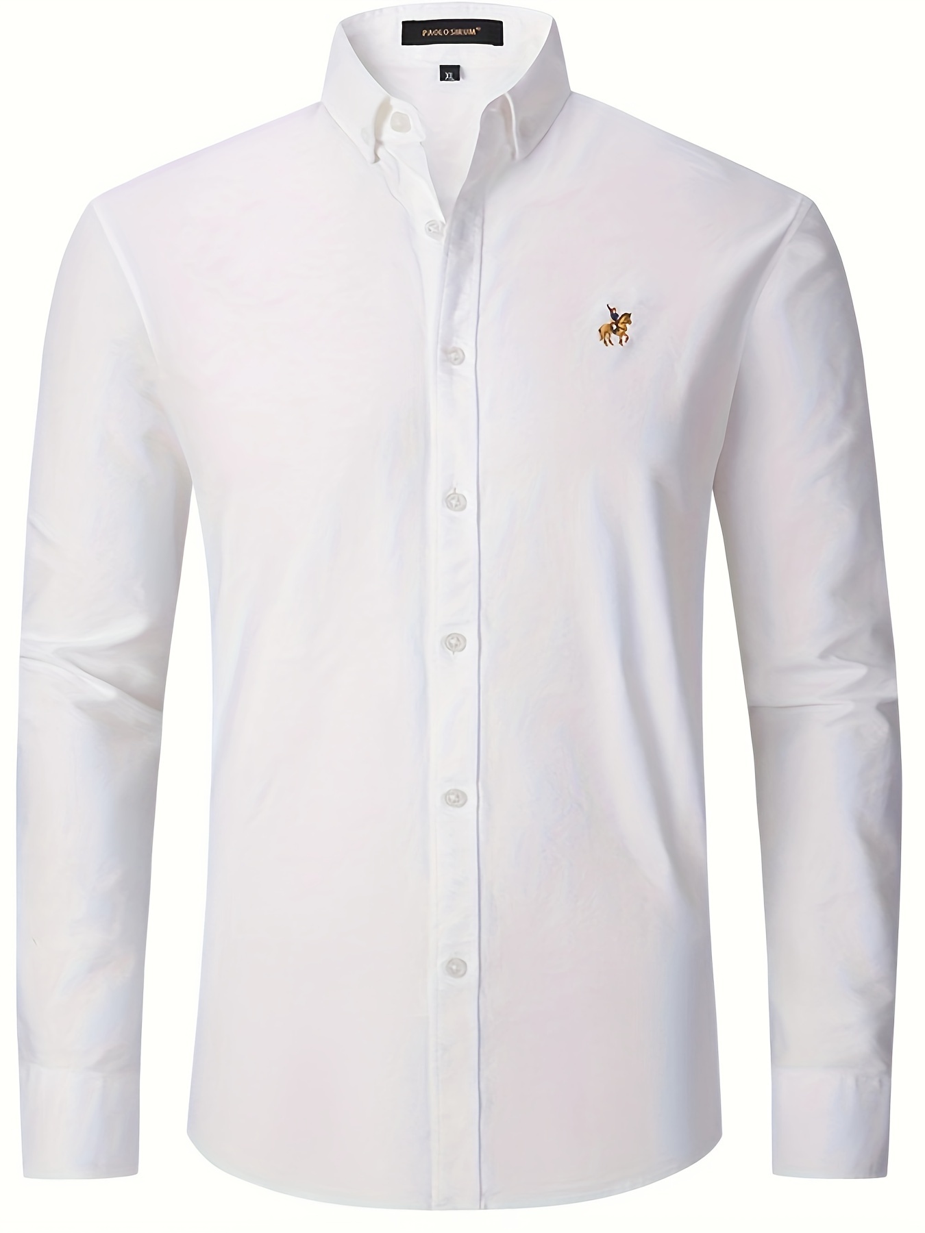 spring fall mens casual cotton comfy long sleeve embroidery lapel shirt details 45