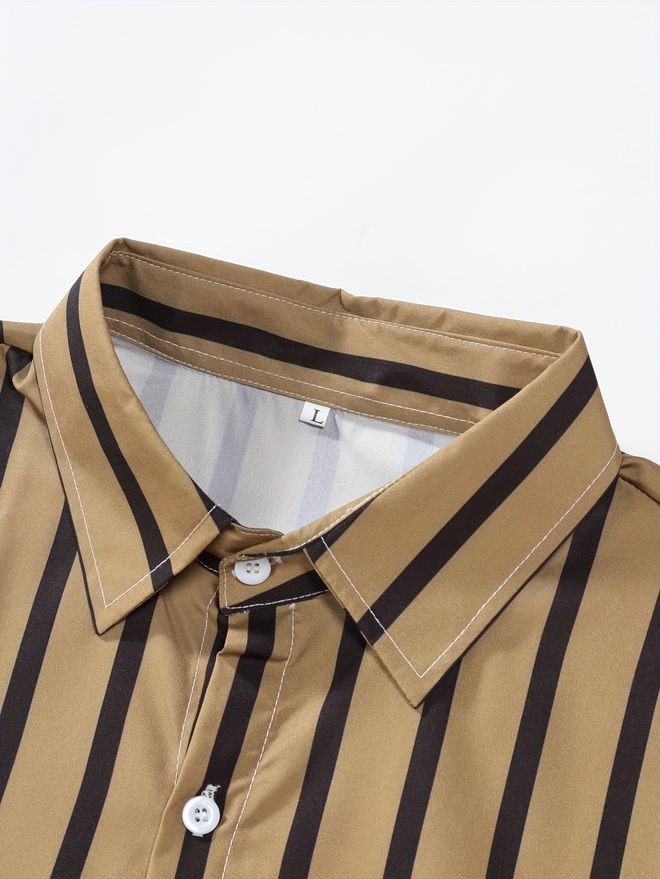 holiday style striped mens short sleeve lapel shirt for summer outdoor details 7