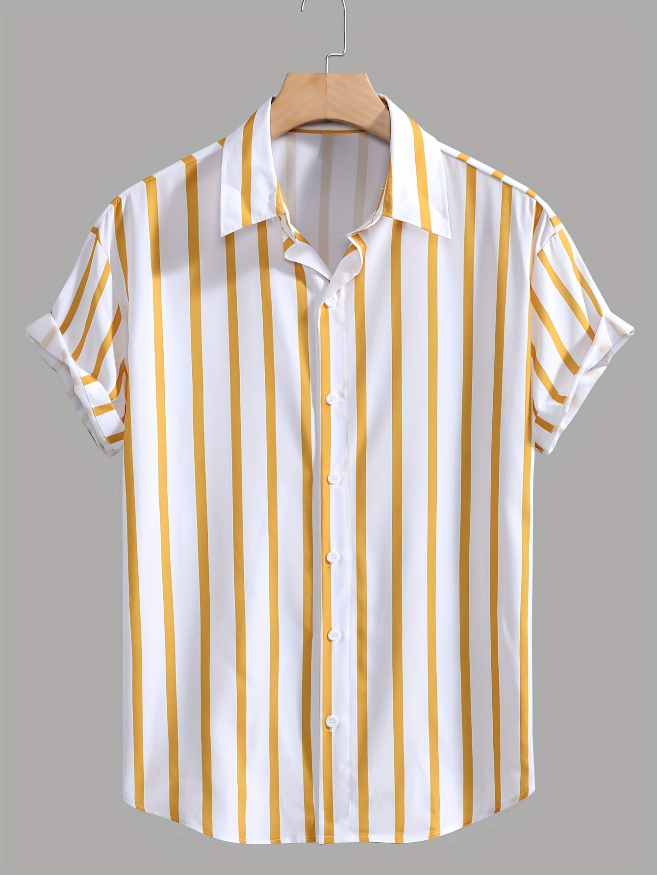 holiday style striped mens short sleeve lapel shirt for summer outdoor details 20