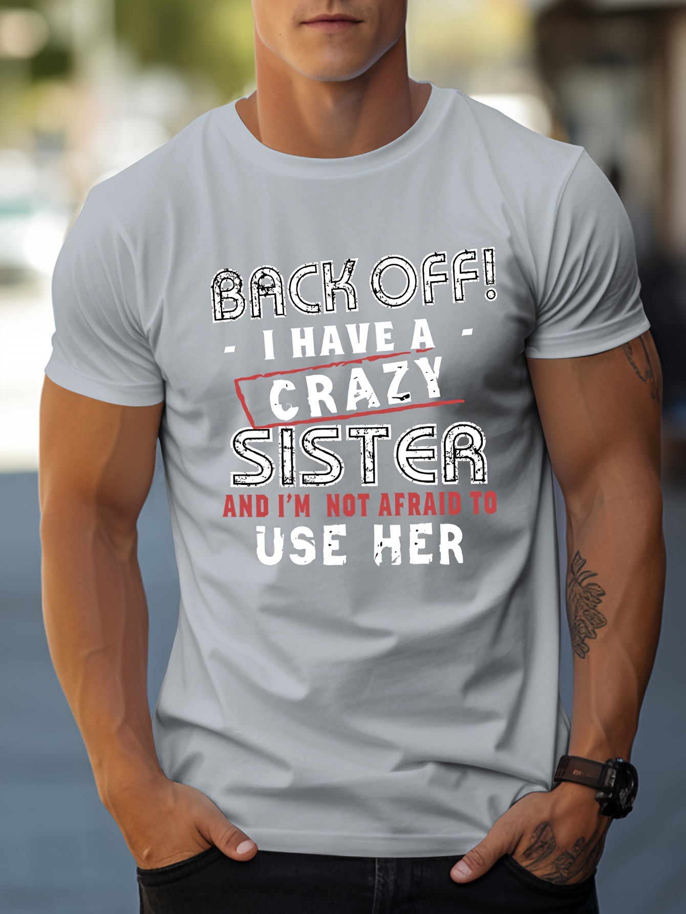 funny i have a crazy sister print t shirt tees for men casual short sleeve tshirt for summer spring fall tops as gifts details 9