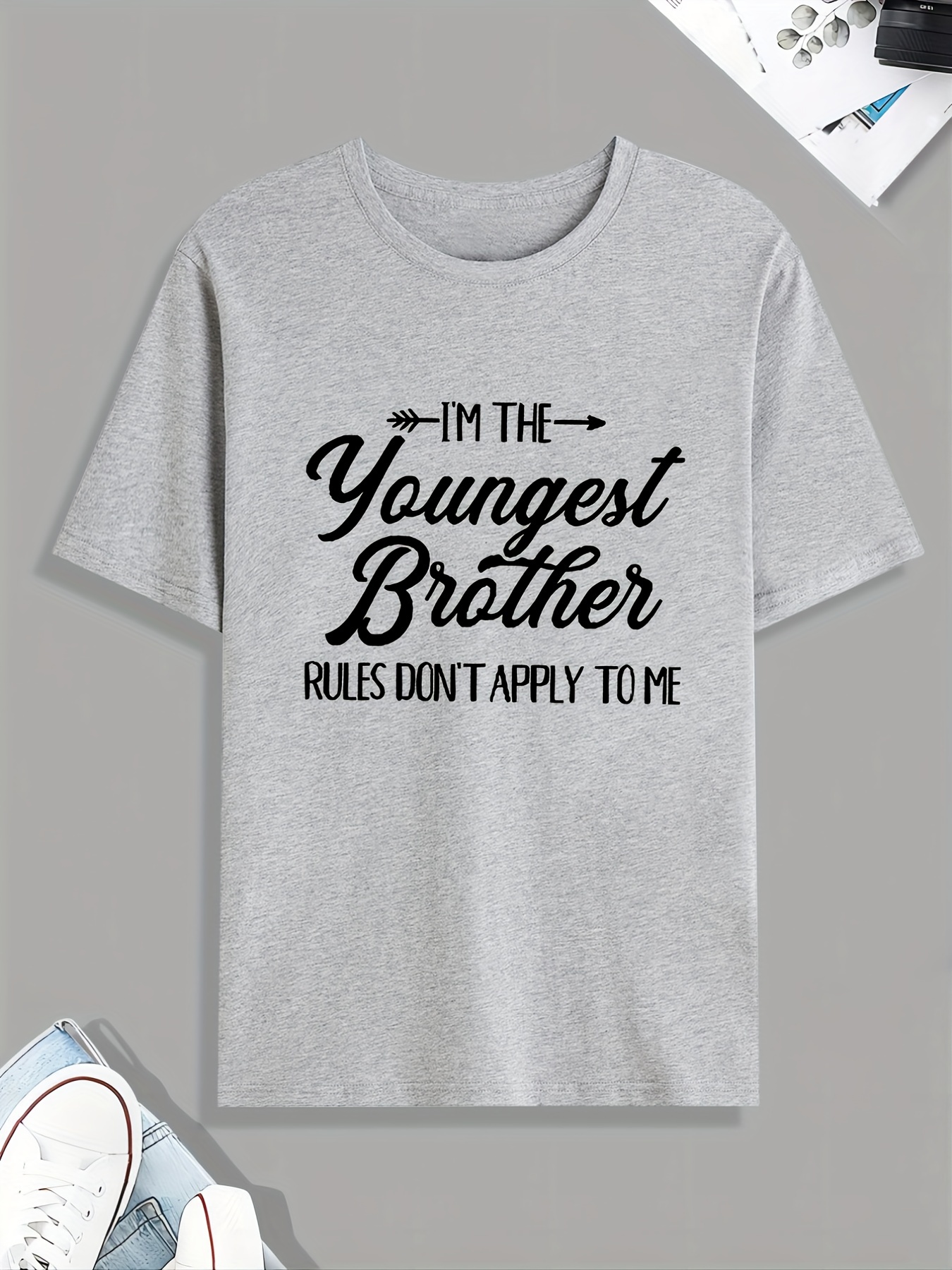 funny youngest brother print t shirt tees for men casual short sleeve tshirt for summer spring fall tops as gifts details 0