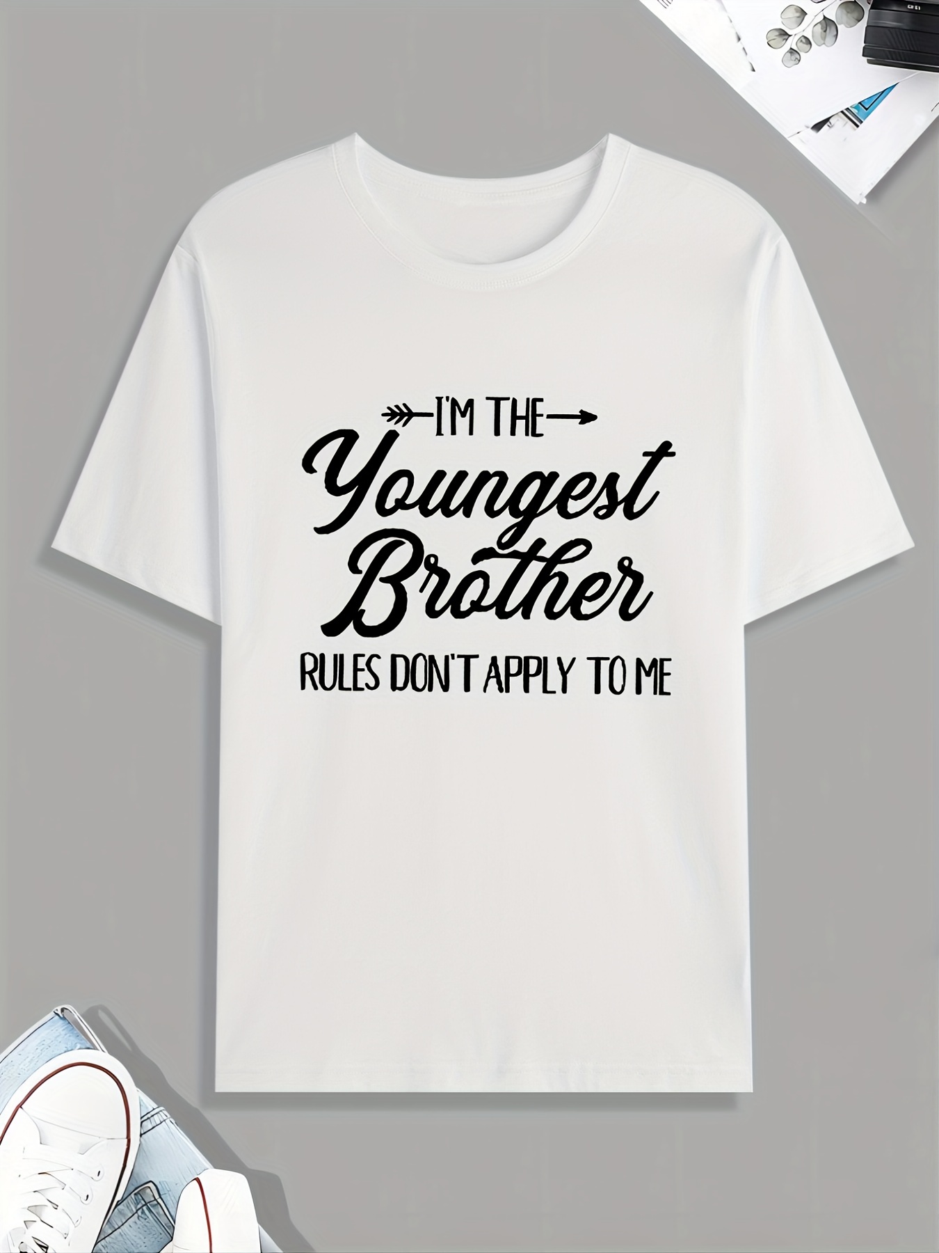 funny youngest brother print t shirt tees for men casual short sleeve tshirt for summer spring fall tops as gifts details 5