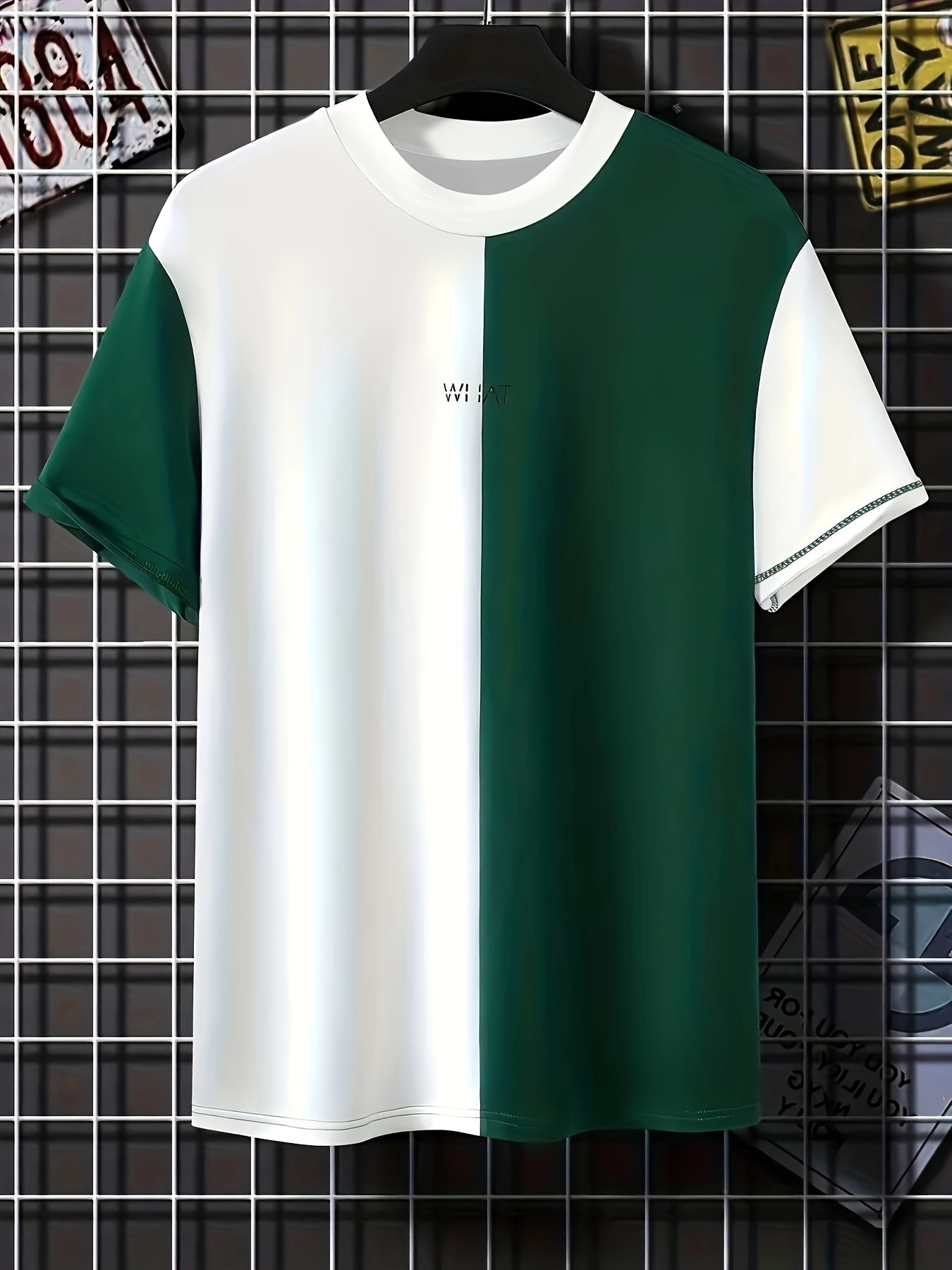 mens stretch color block t shirt casual street style tee for summer comfort details 11