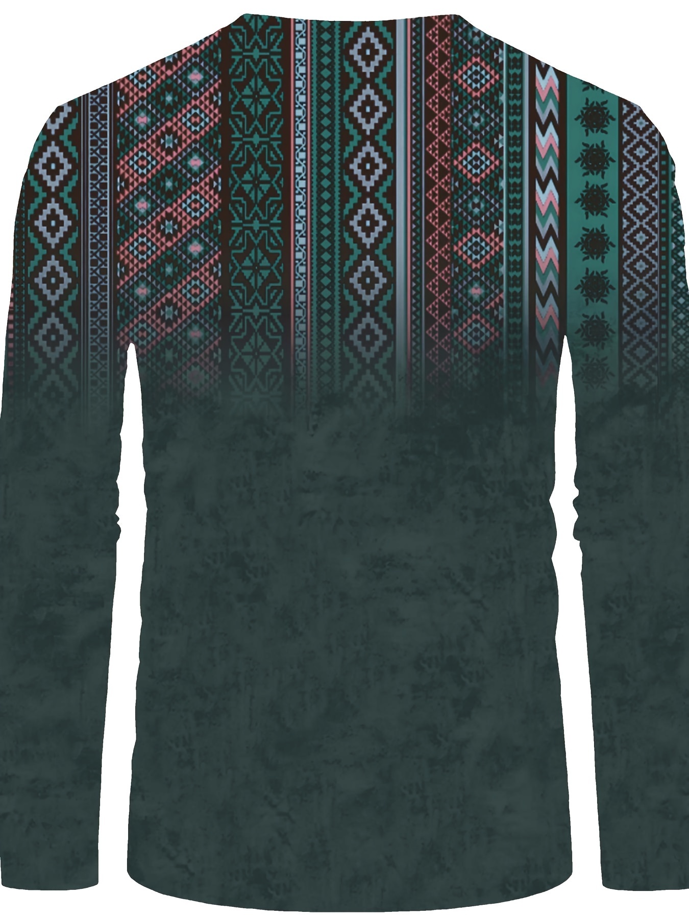 bohemian style pattern mens vintage long sleeve henley tee spring fall gift for men details 1