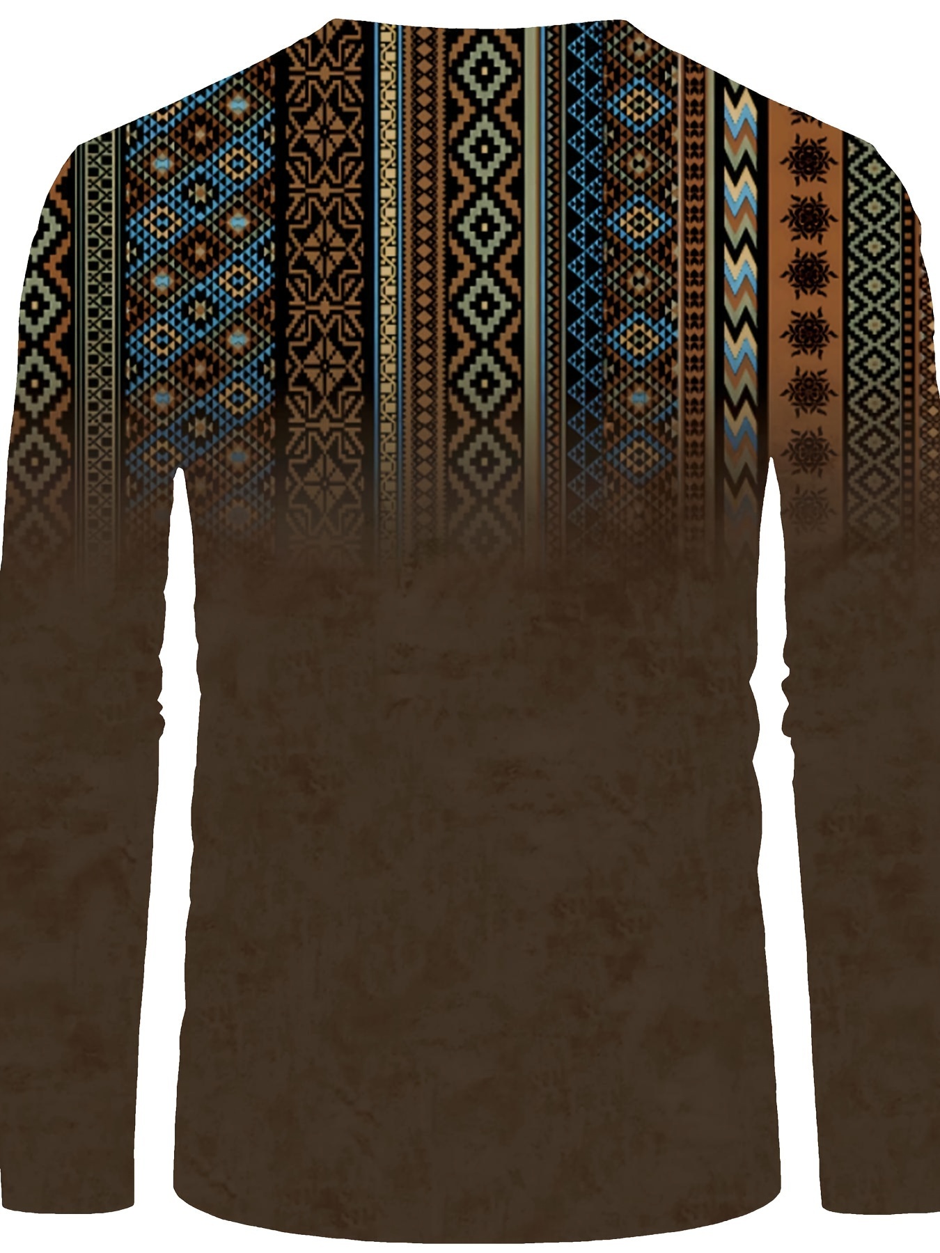 bohemian style pattern mens vintage long sleeve henley tee spring fall gift for men details 5