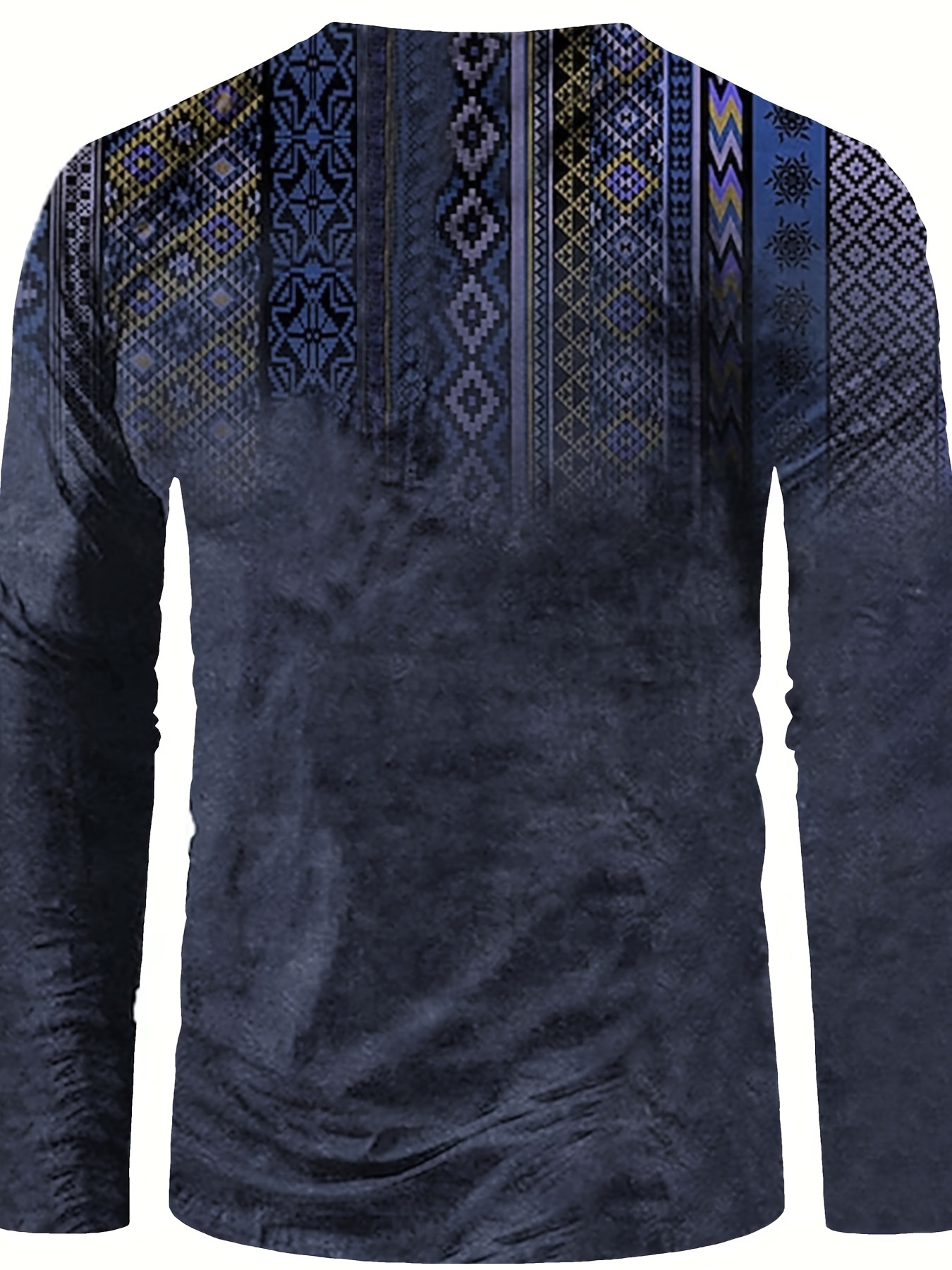 bohemian style pattern mens vintage long sleeve henley tee spring fall gift for men details 16