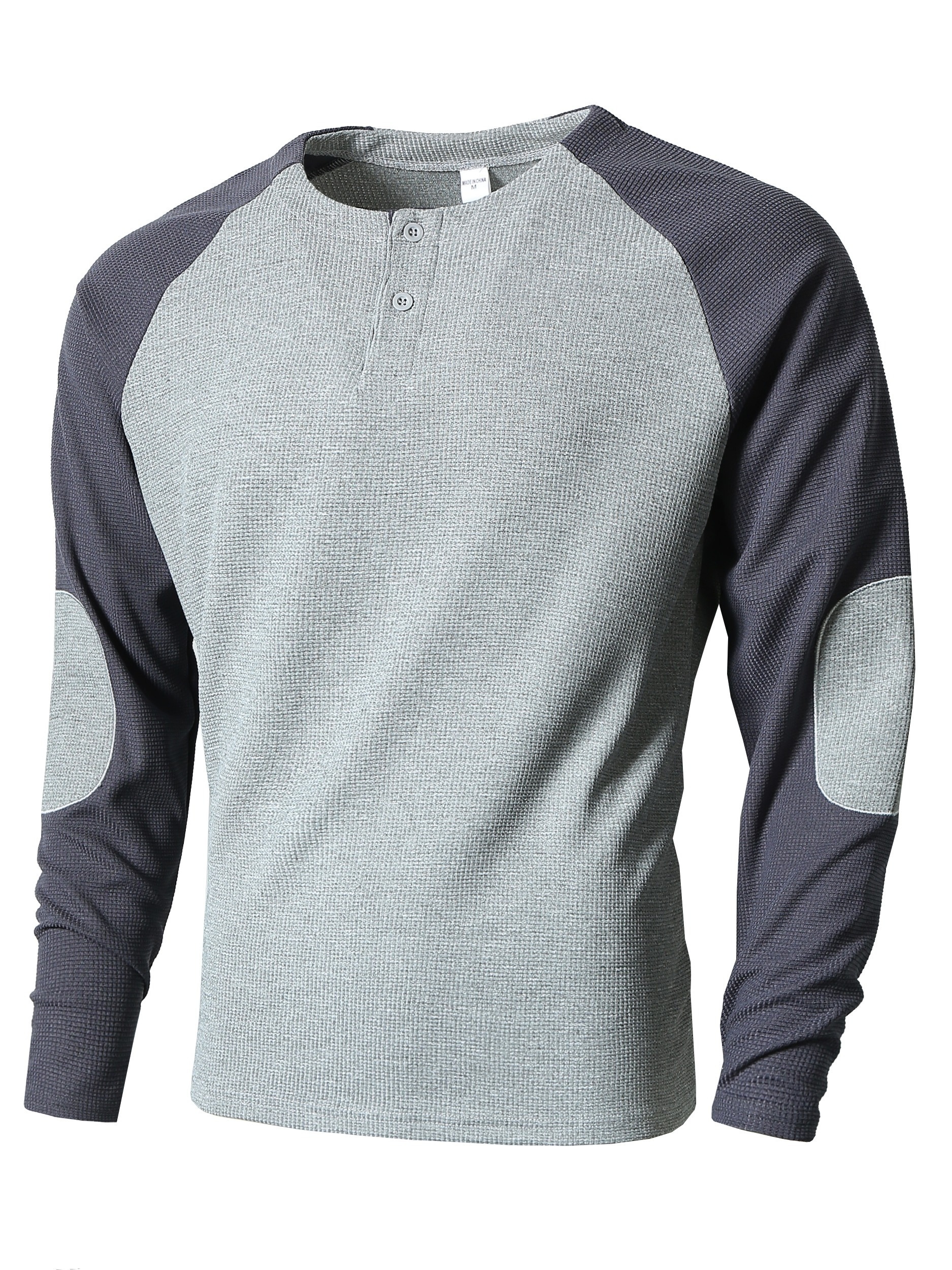 color block mens comfy long raglan sleeve round neck henley shirt spring fall sports top details 6