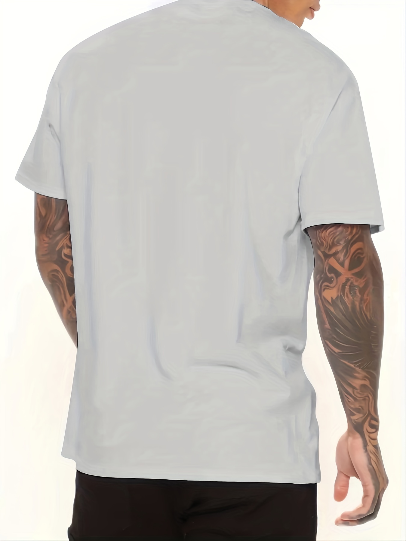 mens fashion sports t shirt casual stretch round neck tee shirt for summer details 21