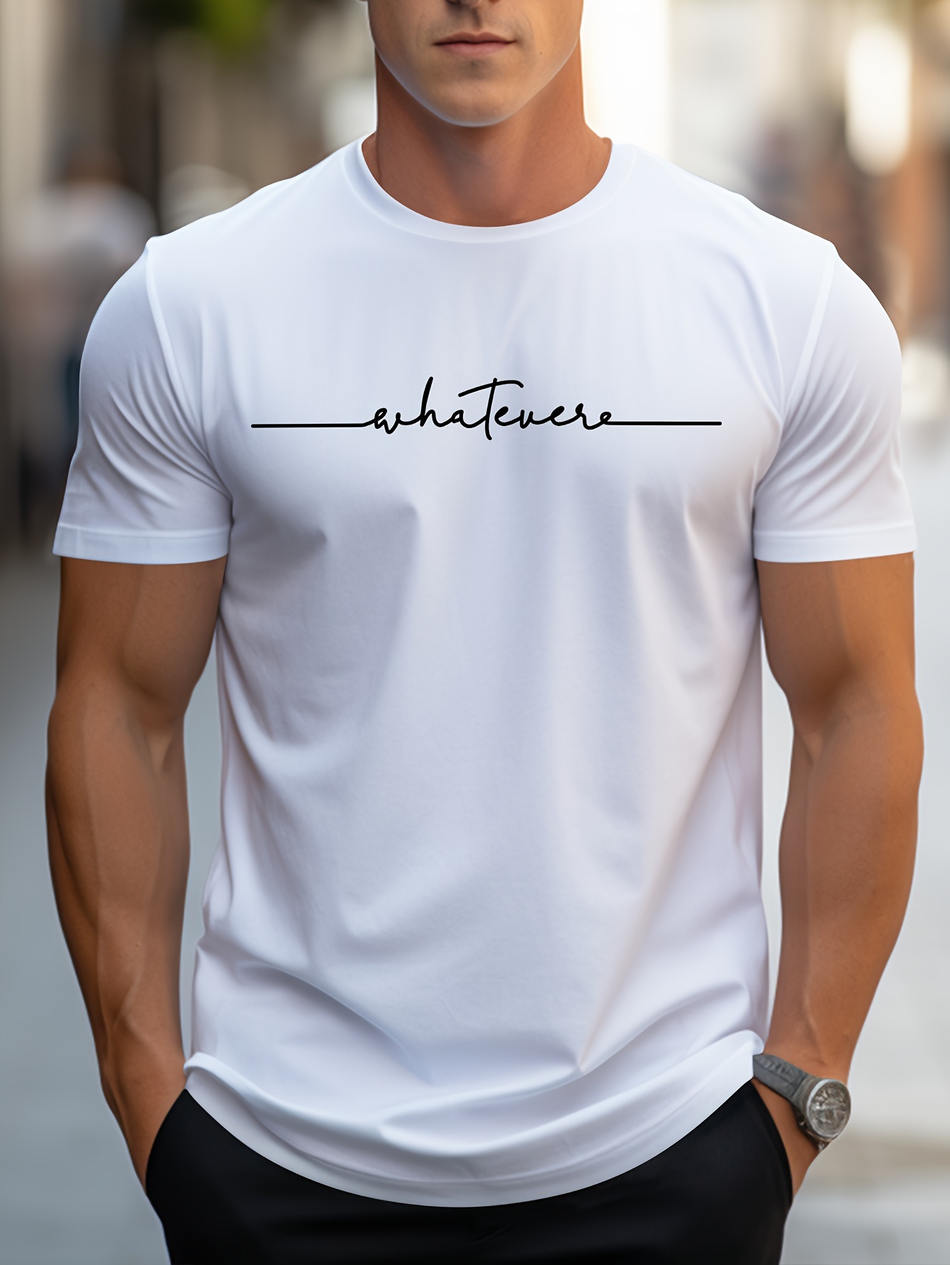 crew neck letter print mens fashionable summer short sleeve sports t shirt comfortable and versatile details 7