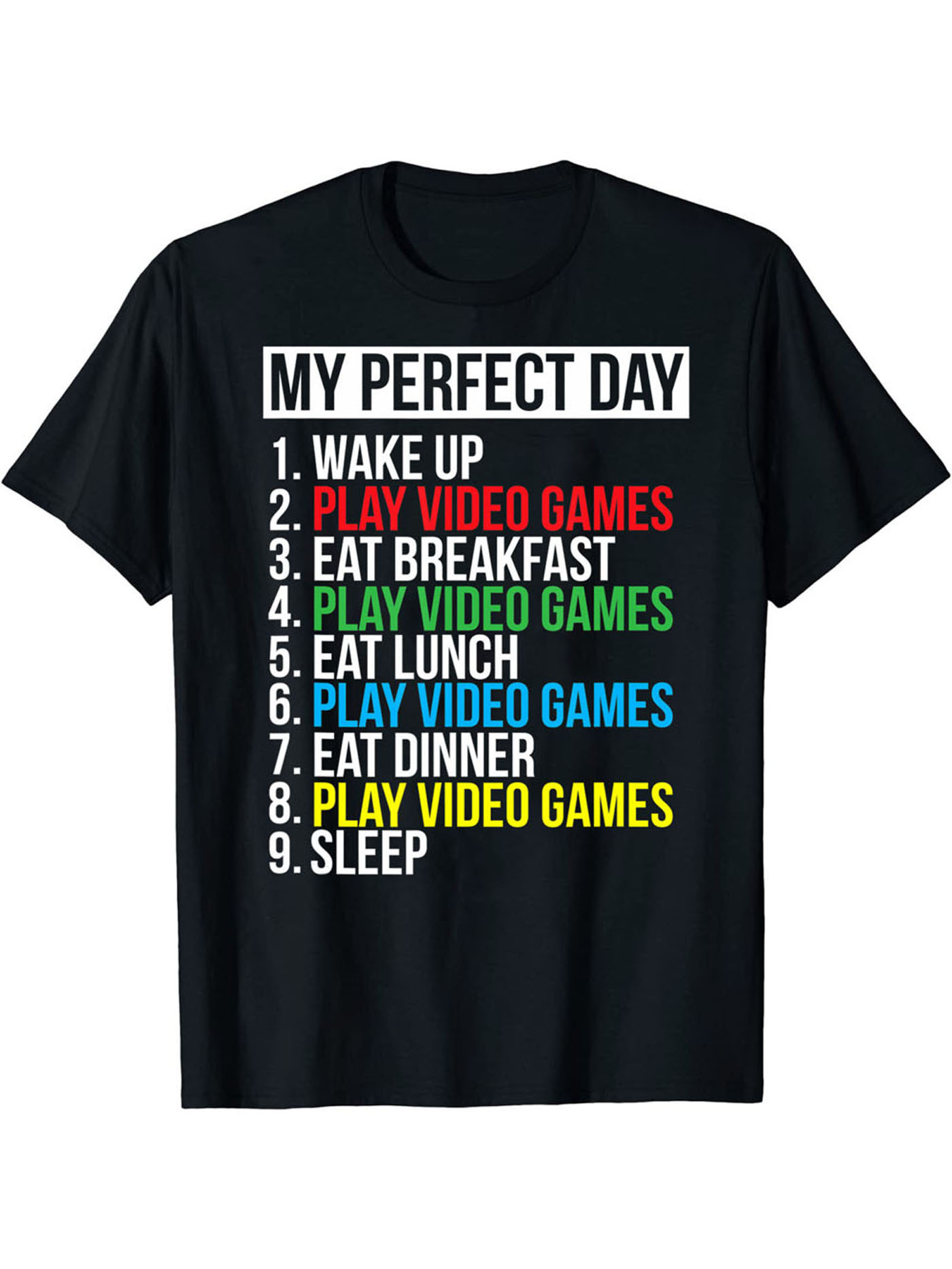 tees for men funny my perfect day print t shirt casual short sleeve tshirt for summer spring fall tops as gifts for people who love video games details 0