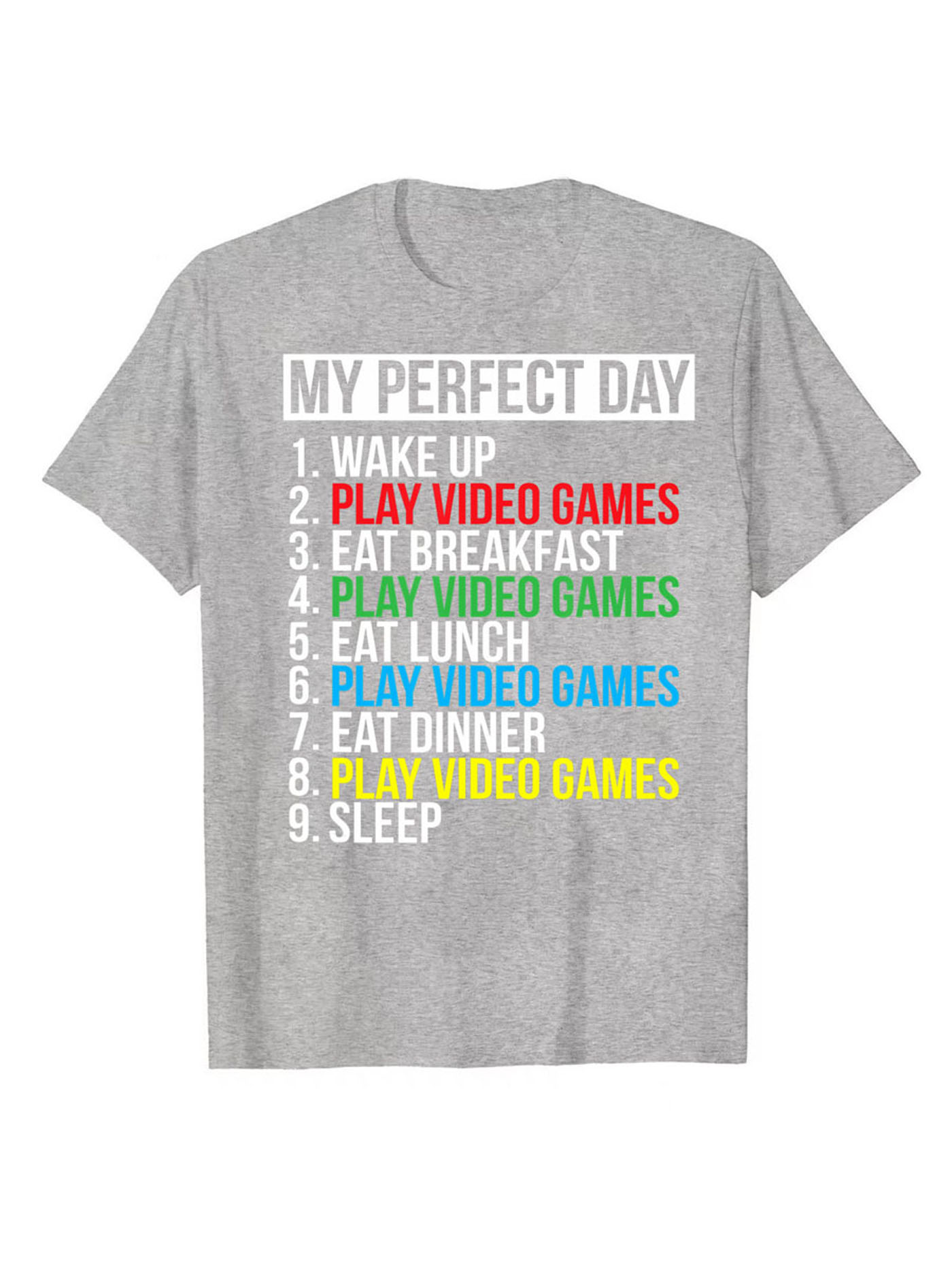 tees for men funny my perfect day print t shirt casual short sleeve tshirt for summer spring fall tops as gifts for people who love video games details 1