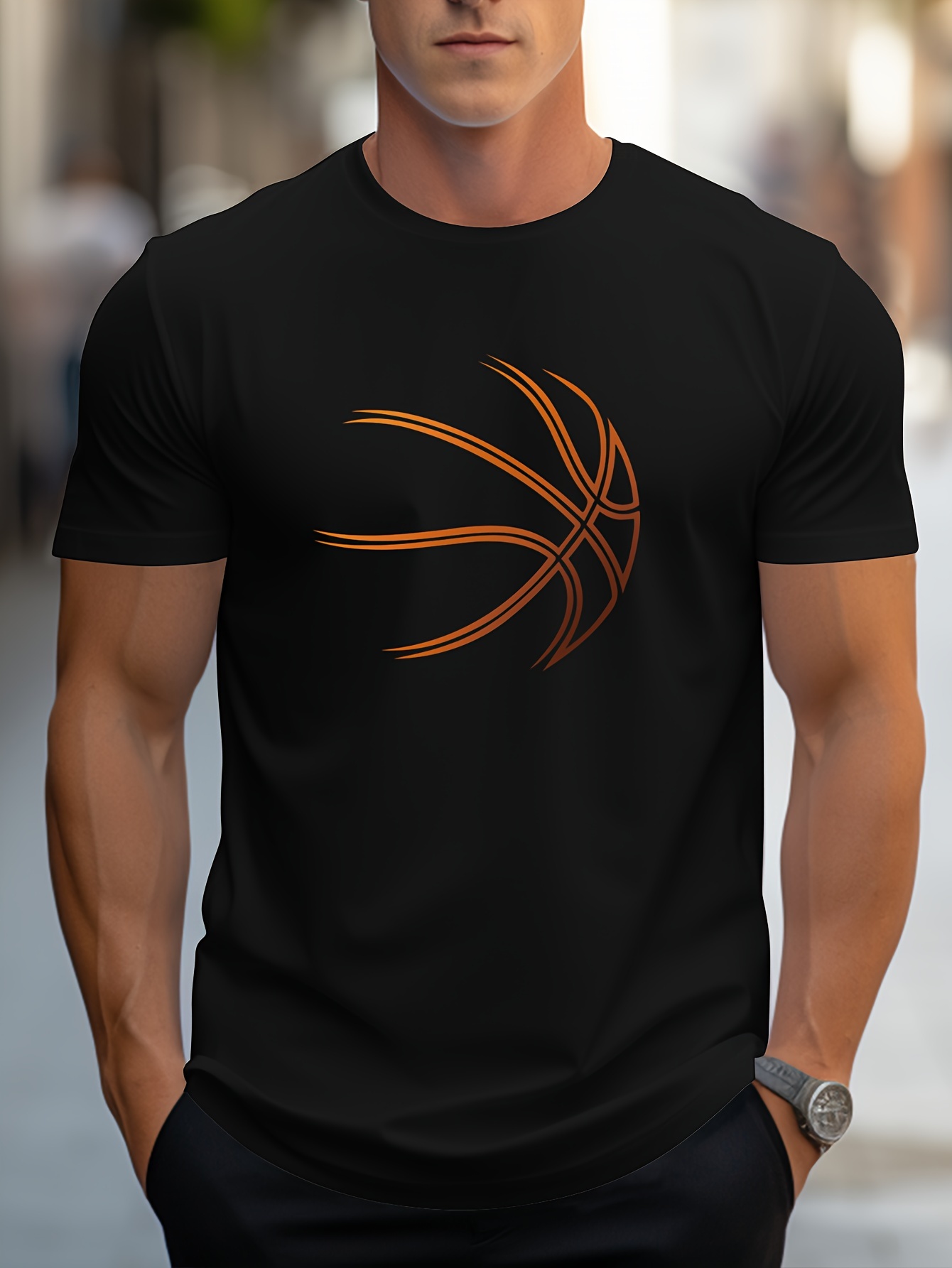 basketball graphic print mens creative top casual short sleeve crew neck t shirt mens clothing for summer outdoor details 0