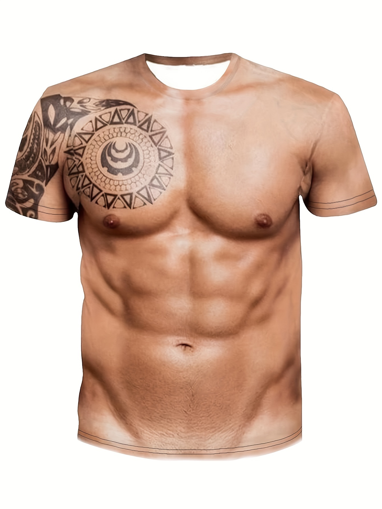 faux 6 pack abs 3d print tee shirt tee for men casual short sleeve t shirt for summer spring fall tops as gifts details 0