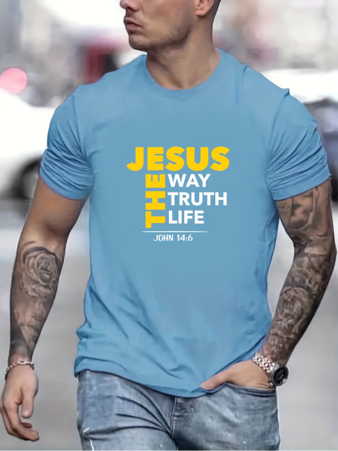 jesus themed letter print mens t shirt for summer outdoor casual male clothing gift for christian details 30