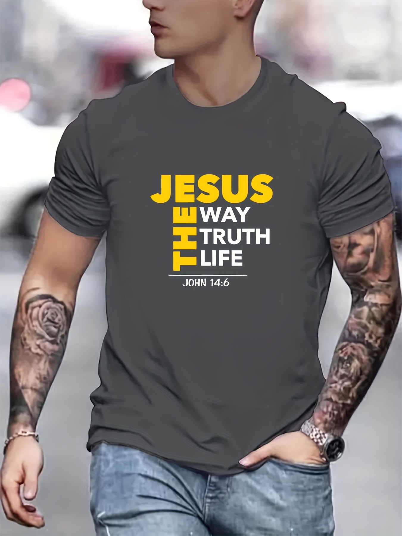 jesus themed letter print mens t shirt for summer outdoor casual male clothing gift for christian details 35