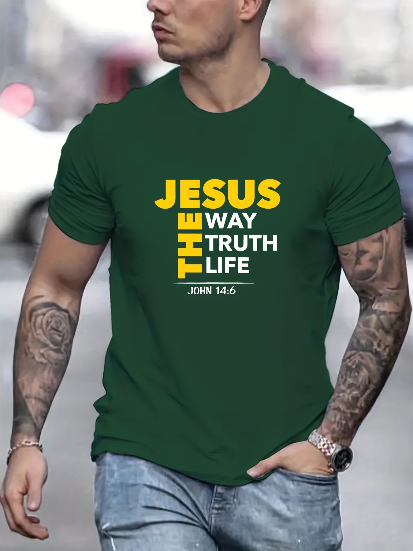 jesus themed letter print mens t shirt for summer outdoor casual male clothing gift for christian details 40