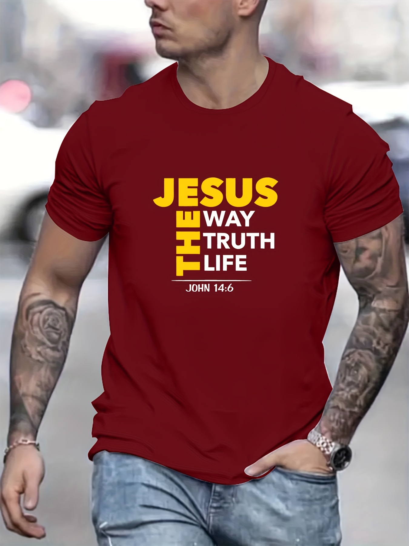 jesus themed letter print mens t shirt for summer outdoor casual male clothing gift for christian details 46