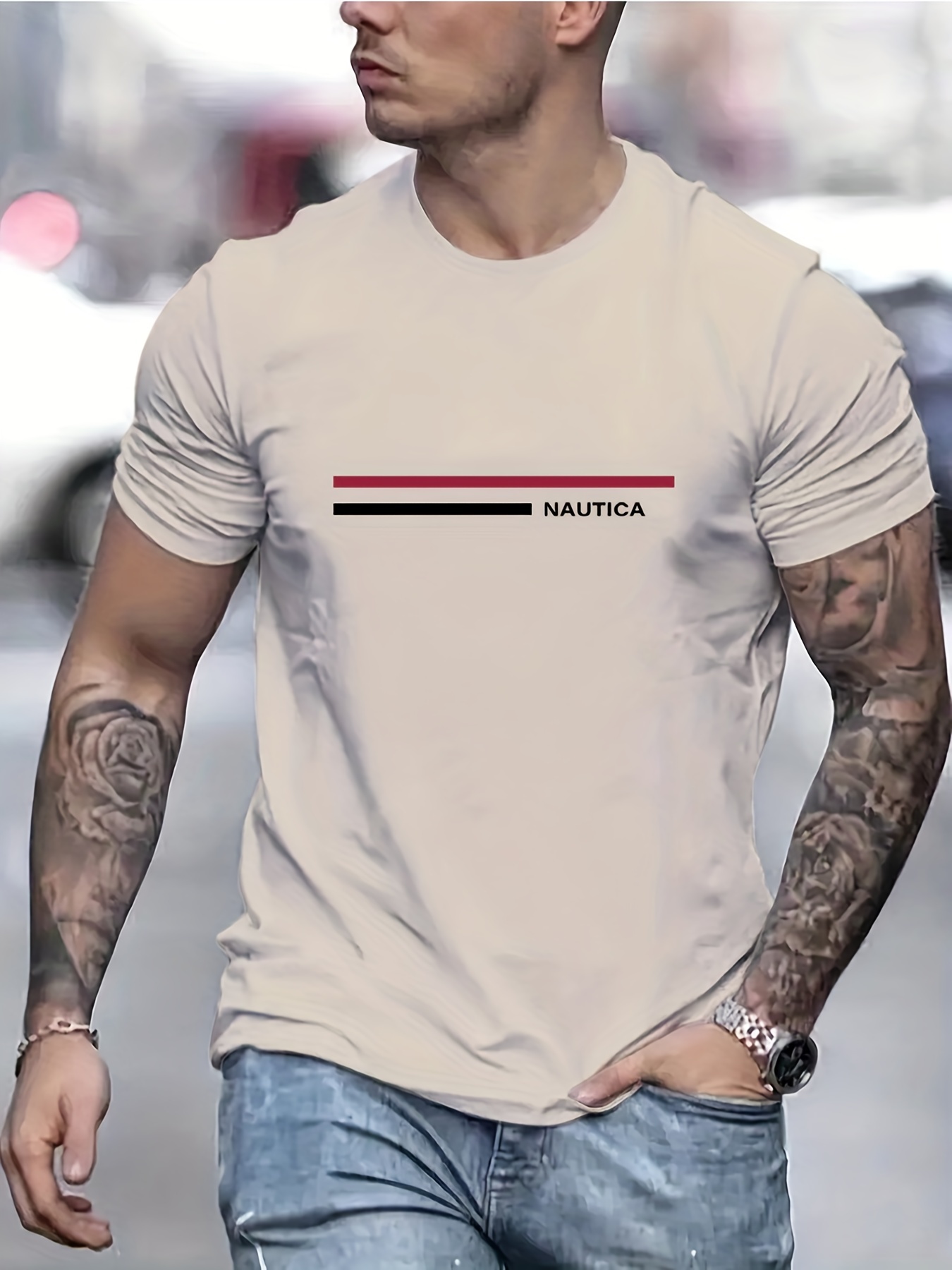 2 color bars print t shirt tees for men casual short sleeve tshirt for summer spring fall tops as gifts details 1