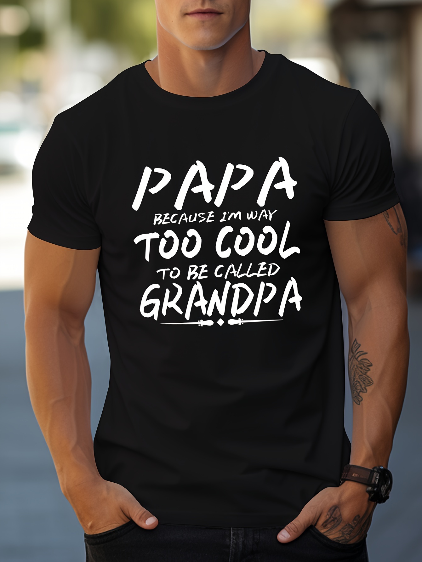 papa grandpa letter print mens t shirt crew neck short sleeve tops graphic tee mens summer clothes mens outfits details 20