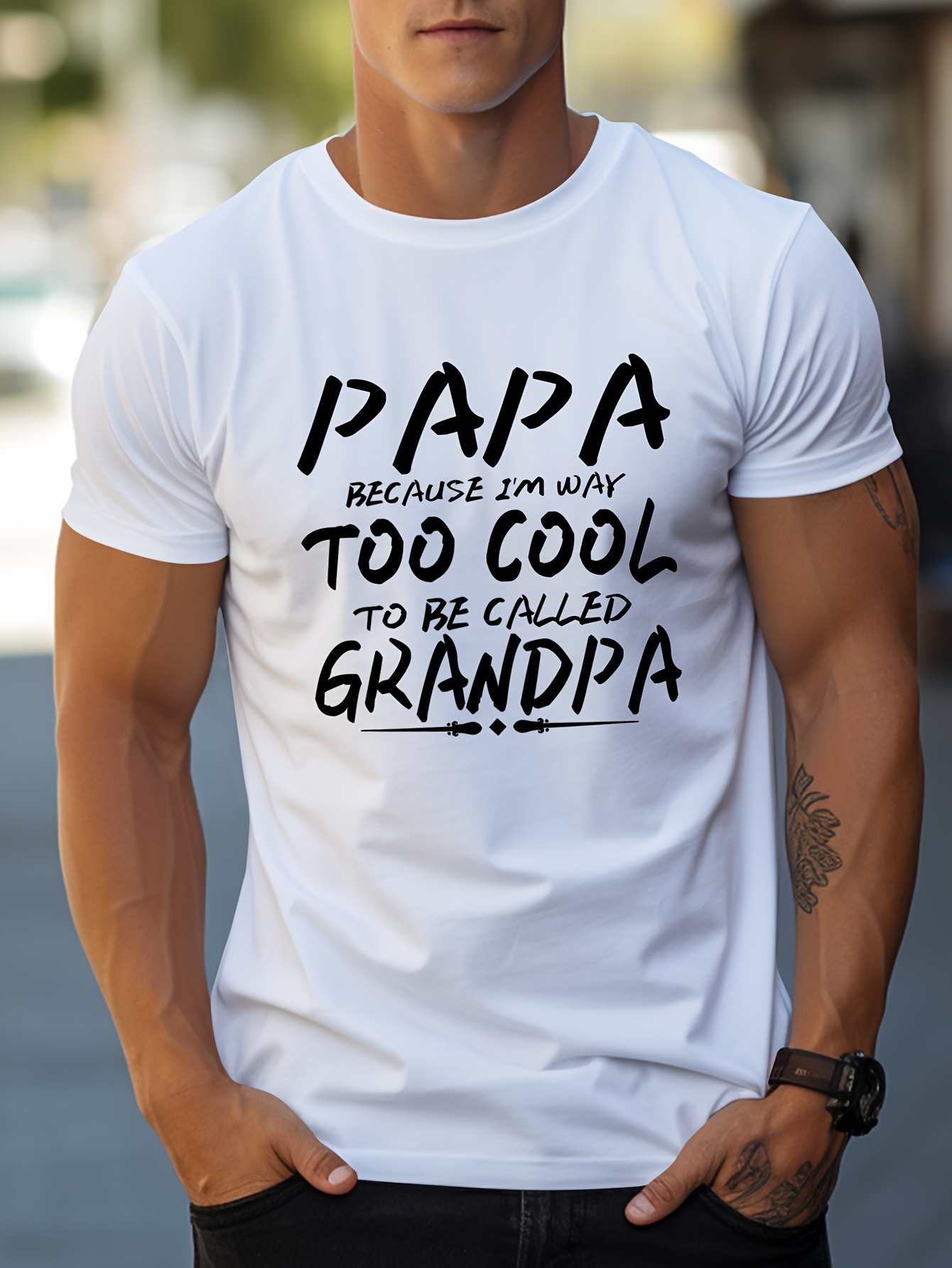 papa grandpa letter print mens t shirt crew neck short sleeve tops graphic tee mens summer clothes mens outfits details 29